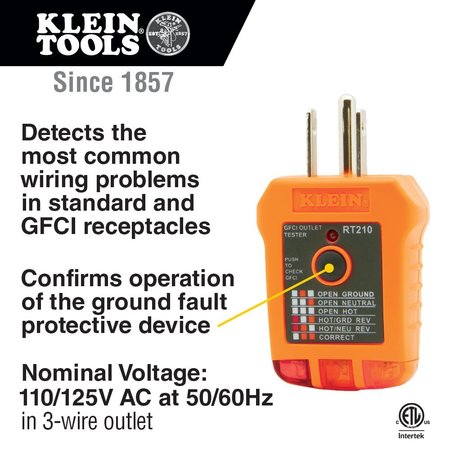 Klein Tools AC/DC Voltage and GFCI Receptacle Outlet Test Kit ET45VP